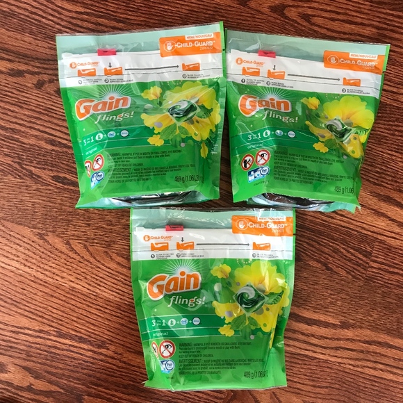 GAIN Accessories - 3 GAIN Flings Pods Laundry Detergent 20 ct ea Bag